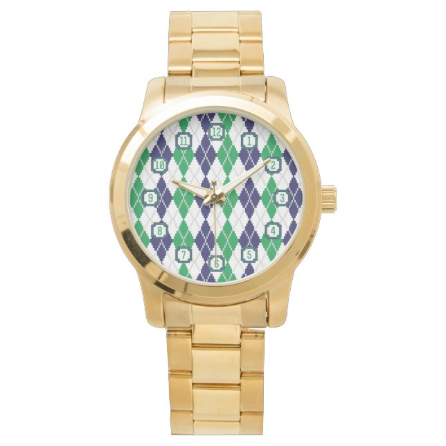 Op de groene argyle-horloge horloge (Voorkant)