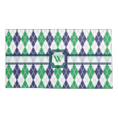 Op de groene Argyle kussensloop (Achterkant)
