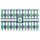 Op de groene Argyle kussensloop (Voorkant)