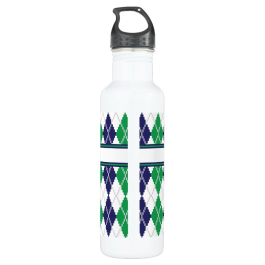 Op de groene Argyle-waterfles Waterfles (Achterkant)