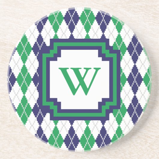 Op de groene Argyle zandsteen coaster Onderzetter (Voorkant)