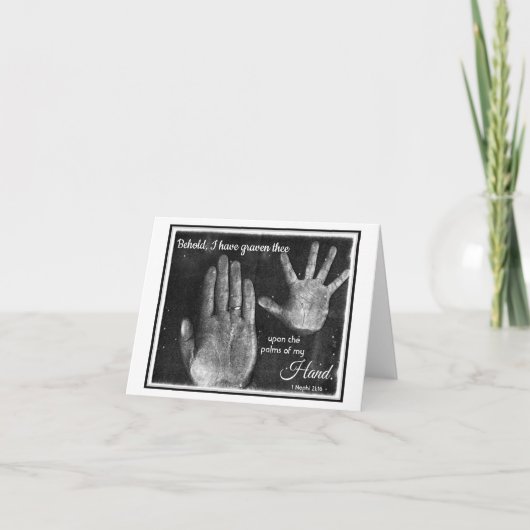 Op de handpalmen van mijn hand LDS Notecard Kaart (Voorkant)
