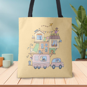 Op de het Kamperen van de Familie van de Weg Tote Bag