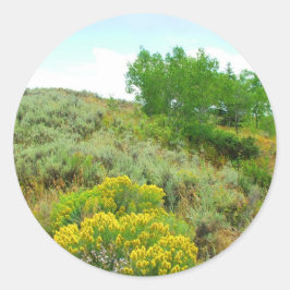 Op de heuvel, groot teton nationaal park. ronde sticker