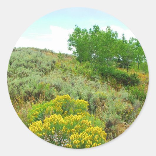 Op de heuvel, groot teton nationaal park. ronde sticker (Voorkant)