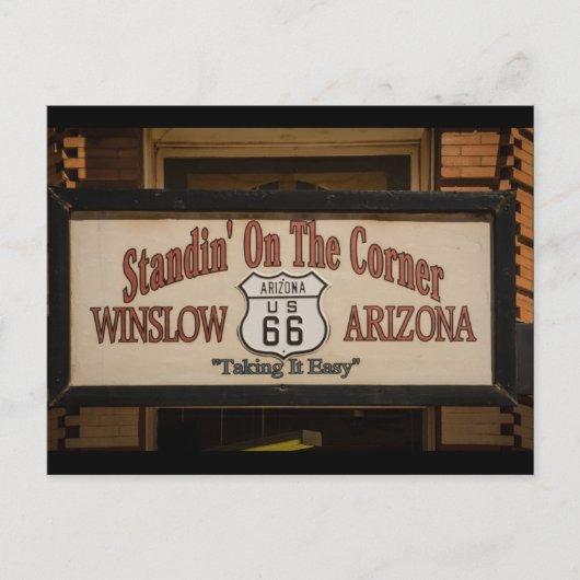 Op de hoek in Winslow, AZ. Briefkaart (Voorkant)