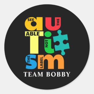 Op de hoogte van autisme, op elkaar afgestemde gez ronde sticker