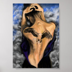 Op de hoogte - Vrouw - Poster - Kunst schilderen