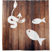 Op de Hook Worm & Fish Rustic Wood Douchegordijn (Voorkant)
