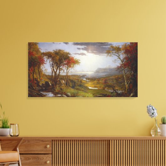 Op de Hudson-rivier 1860 (olie op het canvas) Canvas Afdruk (Insitu (Woonkamer))