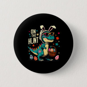 Op de jacht Dino Happy Easter Day T-rex dinosaurus Ronde Button 5,7 Cm