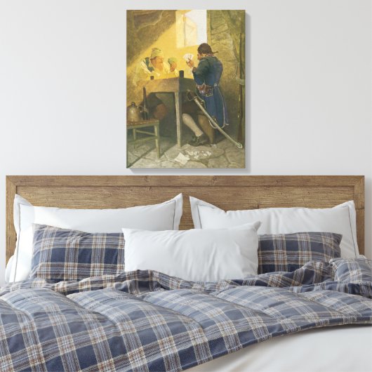 Op de kaarten in Cluny's Cage van NC Wyeth Canvas Afdruk (Insitu (Slaapkamer))