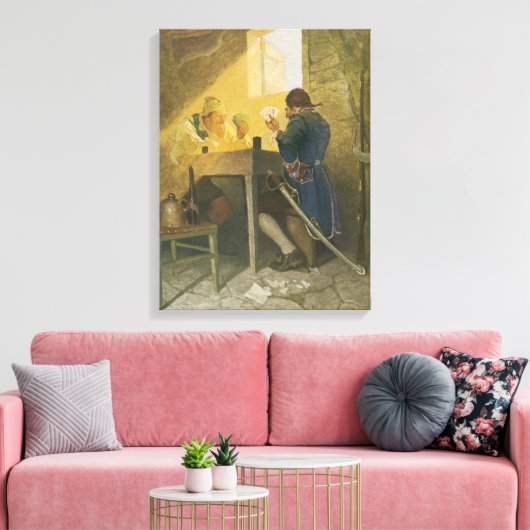 Op de kaarten in Cluny's Cage van NC Wyeth Canvas Afdruk (Insitu (Woonkamer))