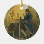 Op de kaarten in Cluny's Cage van NC Wyeth Keramisch Ornament (Voorkant)