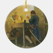 Op de kaarten in Cluny's Cage van NC Wyeth Keramisch Ornament (Achterkant)
