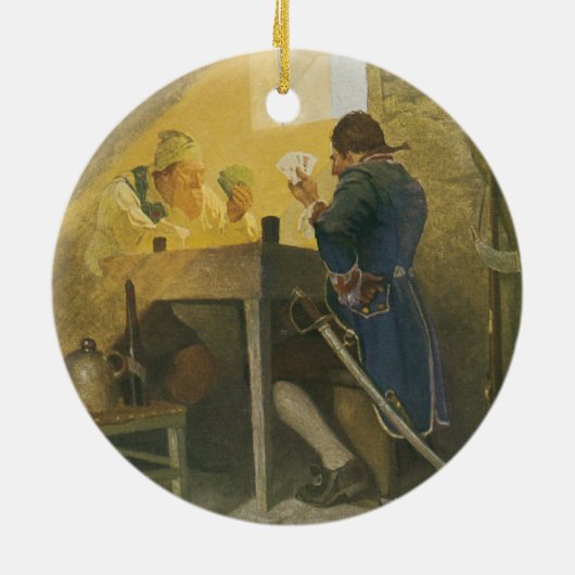 Op de kaarten in Cluny's Cage van NC Wyeth Keramisch Ornament (Achterkant)
