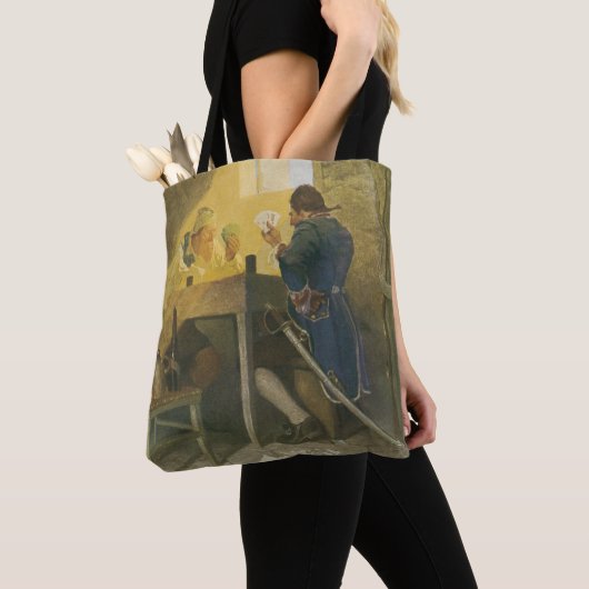 Op de kaarten in Cluny's Cage van NC Wyeth Tote Bag (Dichtbij)