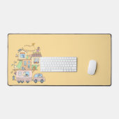 Op de kampeeraanhangwagen van de wegfamilie op gee bureaumat (Keyboard & Muis)