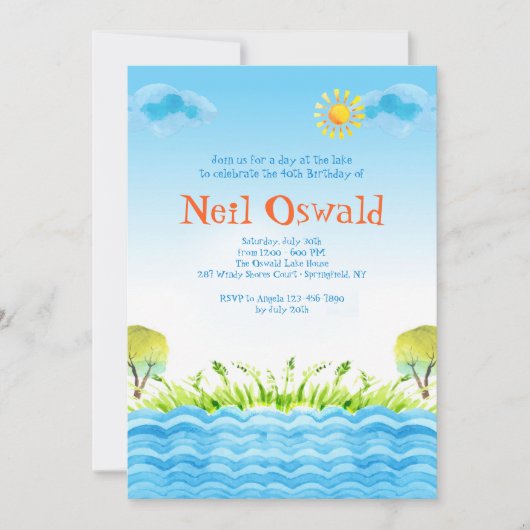 Op de Lake Invitation Kaart (Voorkant)