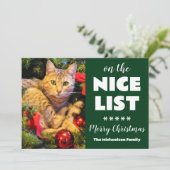 Op de leuke lijst Kerstmis kat huisdier foto Feestdagenkaart (Staand voorkant)