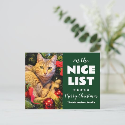 Op de leuke lijst Kerstmis kat huisdier foto Feestdagenkaart (Staand voorkant)