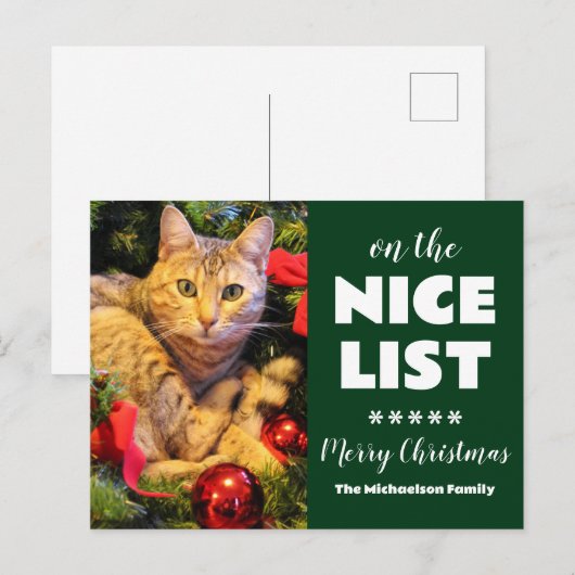 Op de leuke lijst Kerstmis kat huisdier foto Feestdagenkaart (Voorkant / Achterkant)