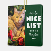 Op de leuke lijst Kerstmis kat huisdier foto Keramisch Ornament (Links)