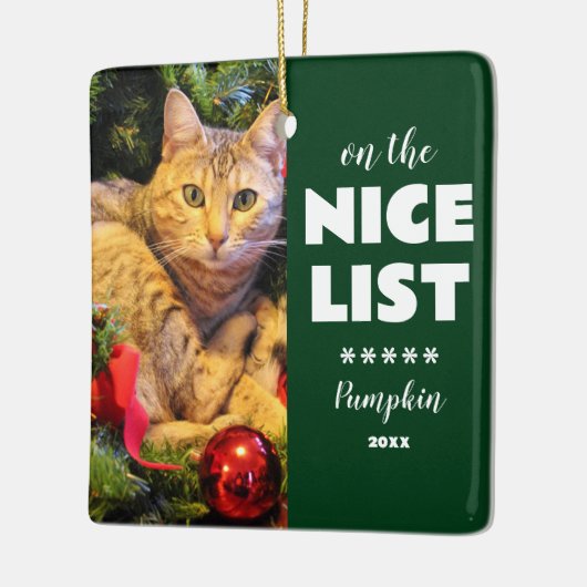 Op de leuke lijst Kerstmis kat huisdier foto Keramisch Ornament (Links)