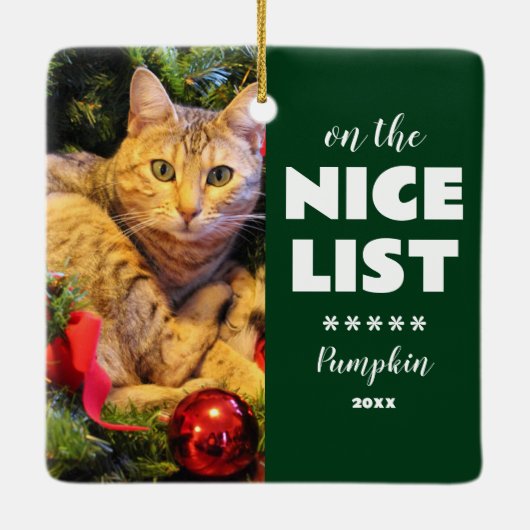 Op de leuke lijst Kerstmis kat huisdier foto Keramisch Ornament (Achterkant)