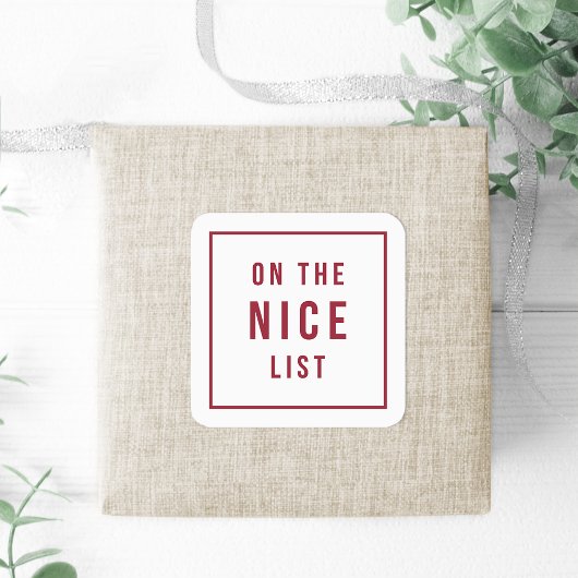 Op de lijst van Nice | Moderne rood-witte vakantie Vierkante Sticker