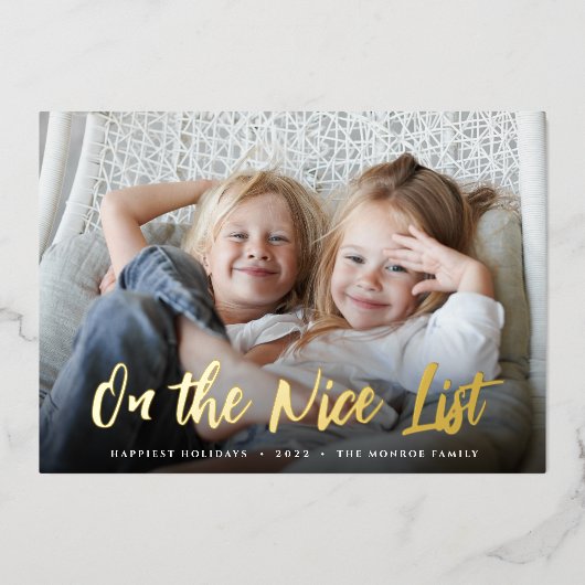 Op de lijst van Nice | Volledige foto Folie Feestdagenkaart (Voorkant)