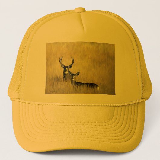Op de Lookout Mule Deer Trucker Pet (Voorkant)