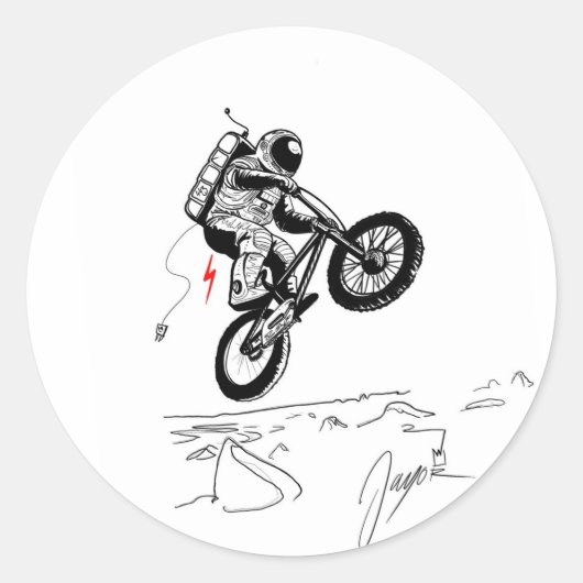 op de maan ronde sticker (Voorkant)