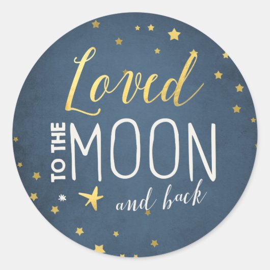 Op de maan sticker Baby shower (Voorkant)