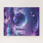 Op de magische paarse en blauwe fantasieplaneet legpuzzel (Horizontaal)