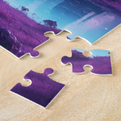 Op de magische paarse en blauwe fantasieplaneet legpuzzel (Zijkant)
