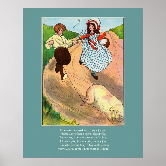 Op de markt, op de markt, om een vetvarken te kope poster (Voorkant)