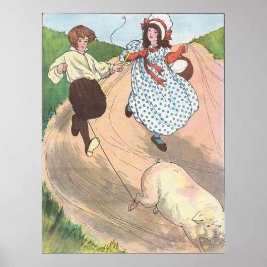 Op de markt, op de markt, om een vetvarken te kope poster (Voorkant)