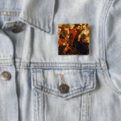 Op de markt vierkante button 5,1 cm (In situ)
