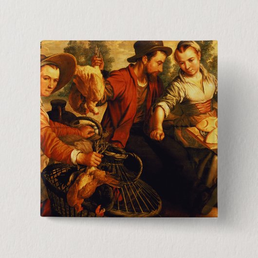 Op de markt vierkante button 5,1 cm (Voorkant)