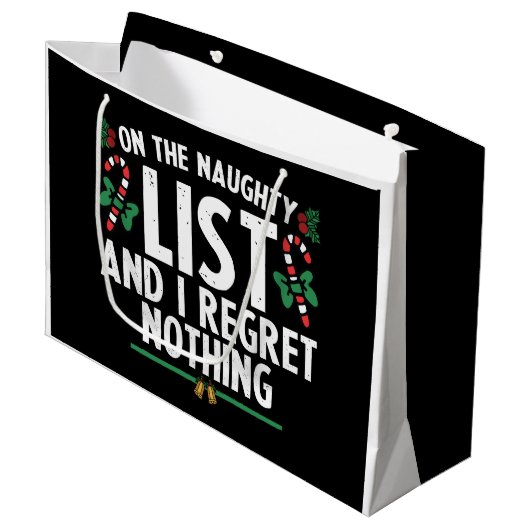 Op de Naughty-lijst betreur ik niets nieuws Groot Cadeauzakje (Voorkant Gekanteld)
