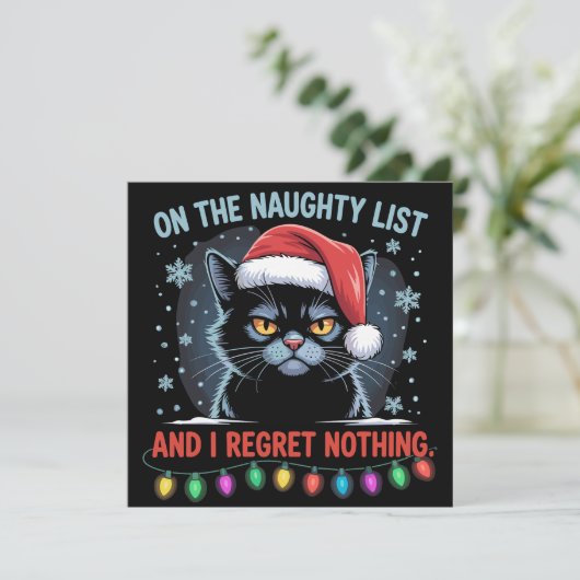 Op de Naughty List en ik betreur het dat er niets Feestdagenkaart (Staand voorkant)