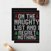 Op de Naughty List en ik betreur niets met Kerstmi Notitiekaartje (Voorkant / Achterkant in situ)