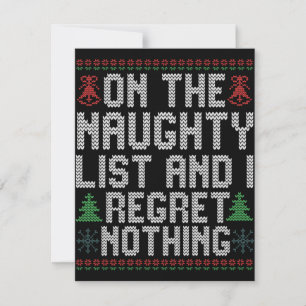 Op de Naughty List en ik betreur niets met Kerstmi Notitiekaartje