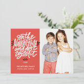 Op de Naughty List | Funny Holiday-fotokaarten Kaart (Staand voorkant)