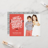 Op de Naughty List | Funny Holiday-fotokaarten Kaart (Voorkant / Achterkant in situ)