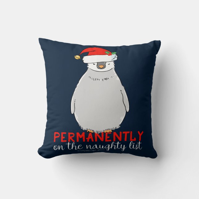Op de Naughty List Penguin Kussen (Voorkant)
