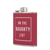 Op de Naughty List | Rood- en wittefeestdag Heupfles (Links)