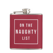 Op de Naughty List | Rood- en wittefeestdag Heupfles (Voorkant)