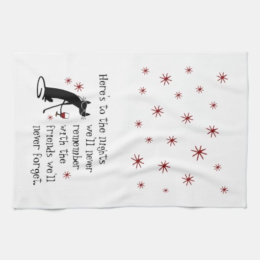 Op de Nights Friends Wine Toast Theedoek (Horizontaal)